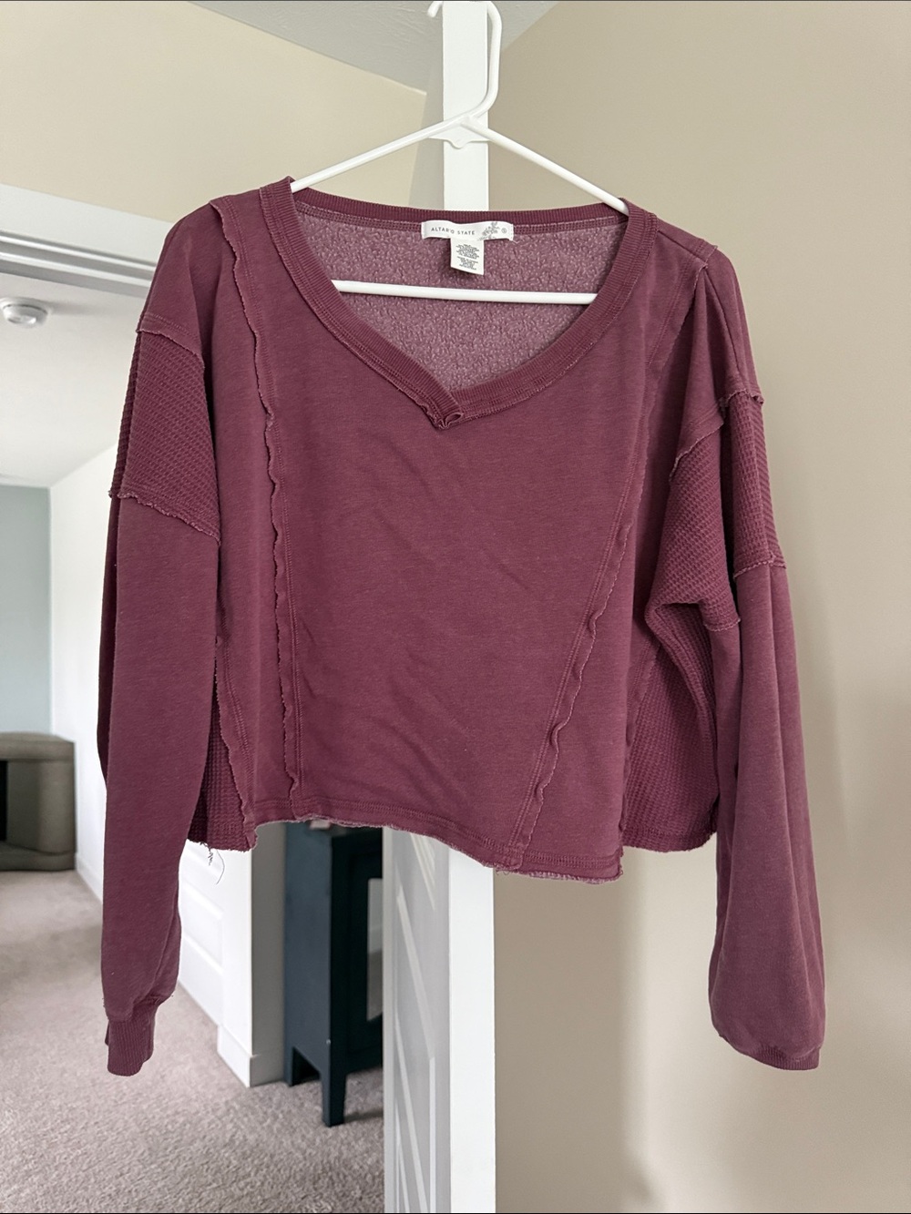Altar'd State Plum V-Neck Cropped Sweater